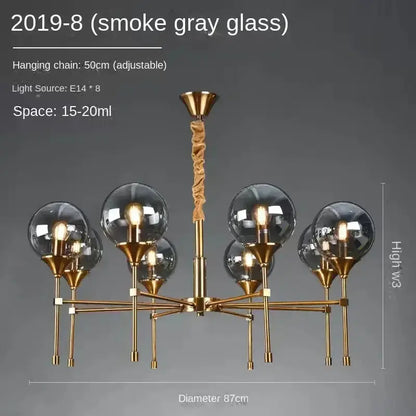 Chandelier modern brass designer metal with smoked glass globes Decorbites on Tampa Home & Garden Store
