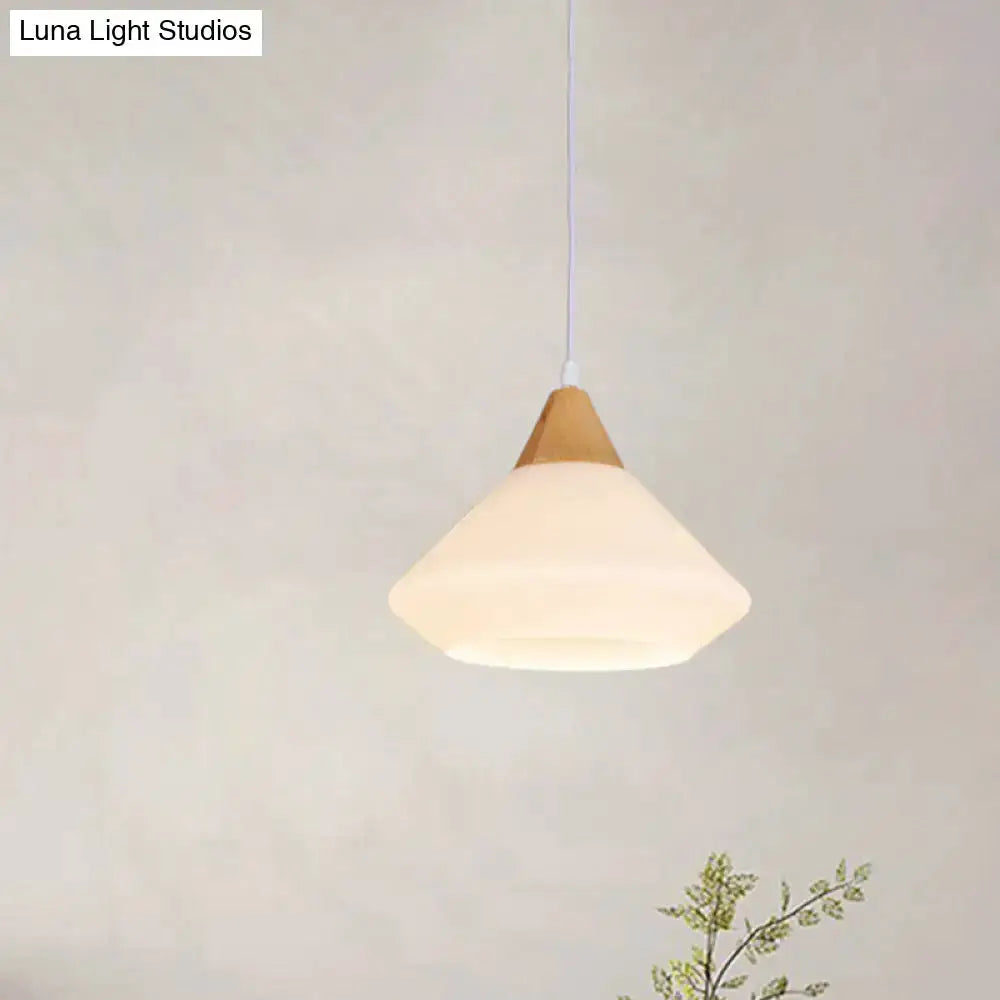 Modernist diamond white glass and wood pendant light by Decorbites for dining room on Tampa Home & Garden Store