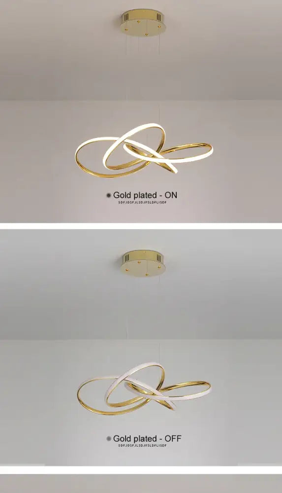Gold Ring Chandelier Dimmable with gold rings and white LED light by Decorbites on Tampa Home & Garden Store