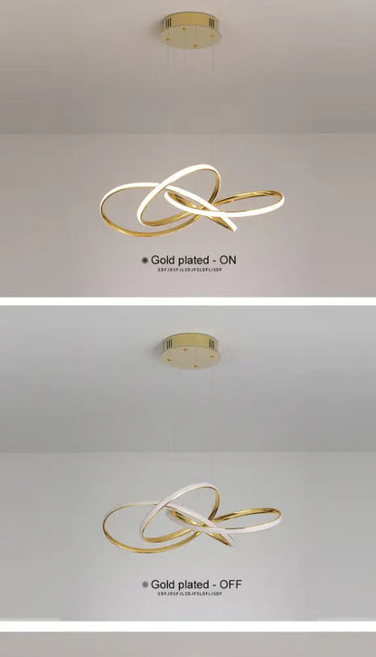 Gold Ring Chandelier Dimmable with gold rings and white LED light by Decorbites on Tampa Home & Garden Store