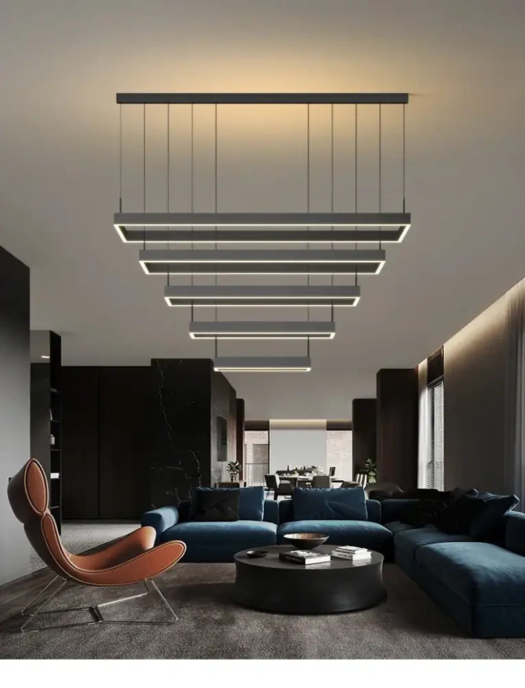 Black Square LED Ceiling Chandelier for Home