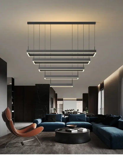 Black Square LED Ceiling Chandelier for Home