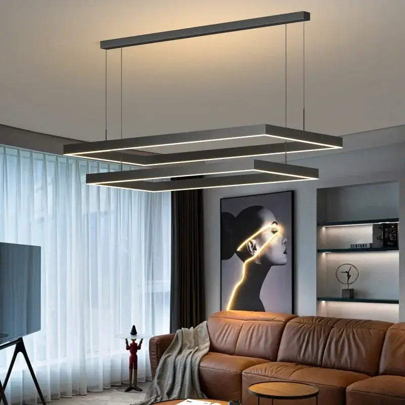 Black Square LED Ceiling Chandelier for Home