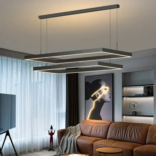 Black Square LED Ceiling Chandelier for Home