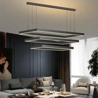 Black Square LED Ceiling Chandelier for Home
