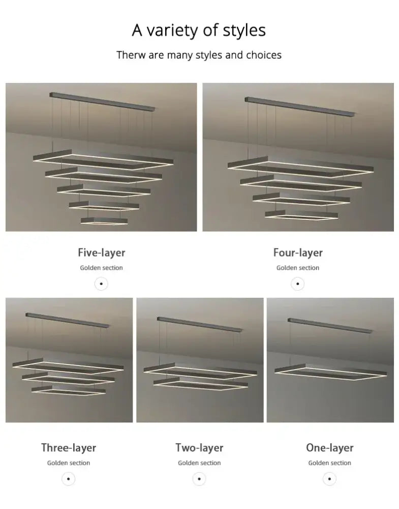 Black Square LED Ceiling Chandelier for Home