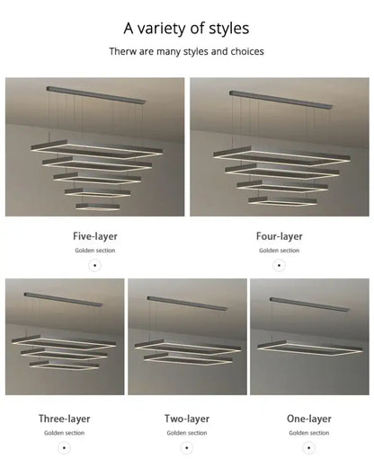 Black Square LED Ceiling Chandelier for Home