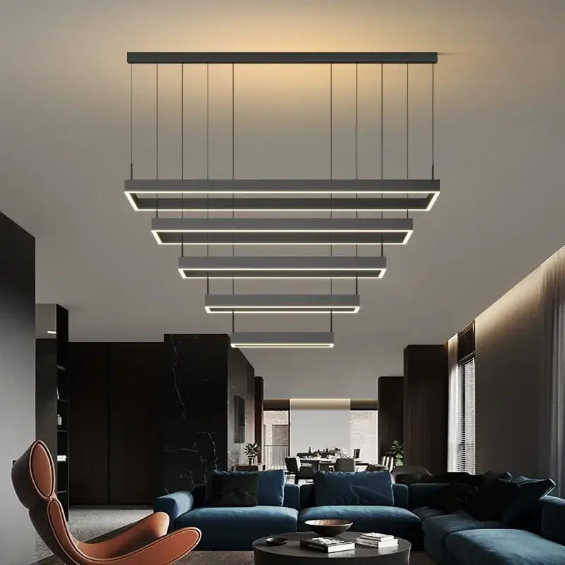 Black Square LED Ceiling Chandelier for Home
