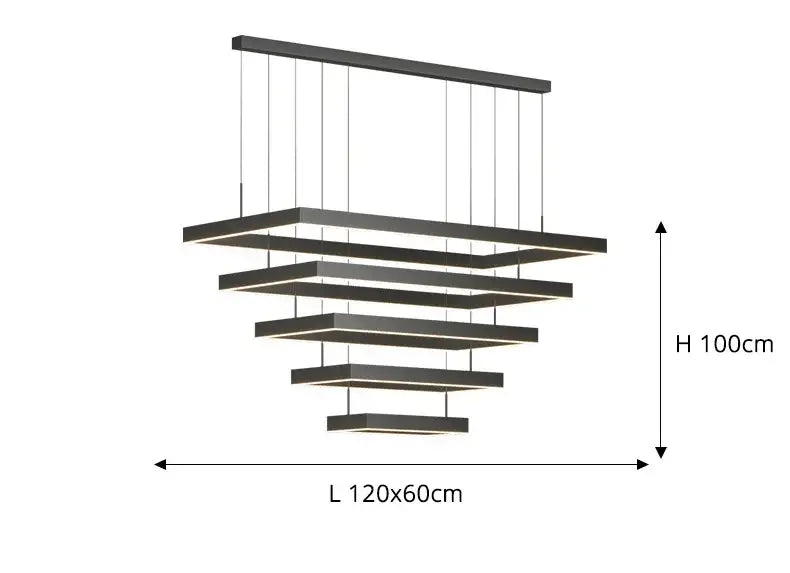 Black Square LED Ceiling Chandelier for Home