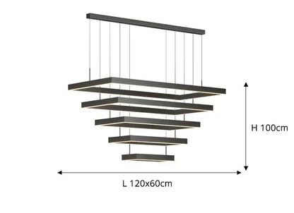 Black Square LED Ceiling Chandelier for Home