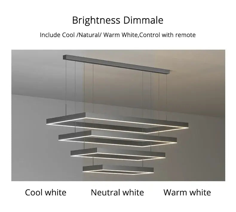Black Square LED Ceiling Chandelier for Home