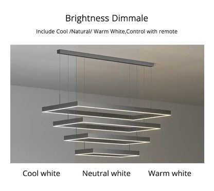 Black Square LED Ceiling Chandelier for Home