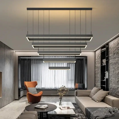 Black Square LED Ceiling Chandelier for Home