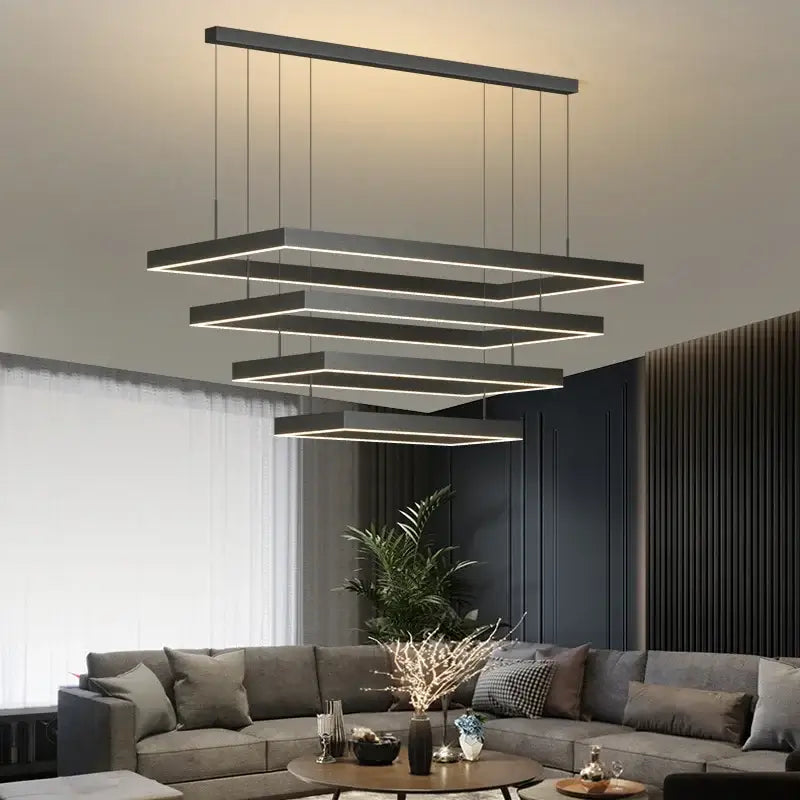 Black Square LED Ceiling Chandelier for Home