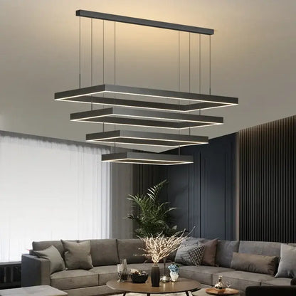 Black Square LED Ceiling Chandelier for Home