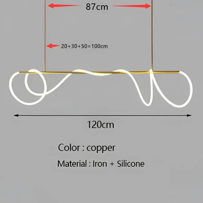 Decorbites Gold Nordic Ceiling Chandelier iron + silicone with looping white cords 120cm wide on Tampa Home & Garden Store