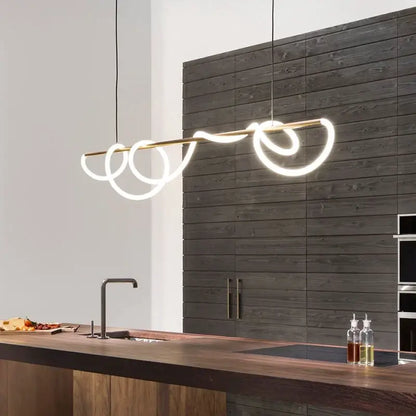 Gold Nordic Ceiling Chandelier by Decorbites, LED loop-ring pendant over kitchen island on Tampa Home & Garden Store