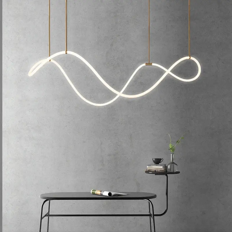 Decorbites Gold Nordic Ceiling Chandelier, gold-tone LED loop light, modern Nordic style on Tampa Home & Garden Store