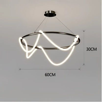 Gold Nordic ceiling chandelier with LED sine-wave ring by Decorbites, 60cm wide on Tampa Home & Garden Store