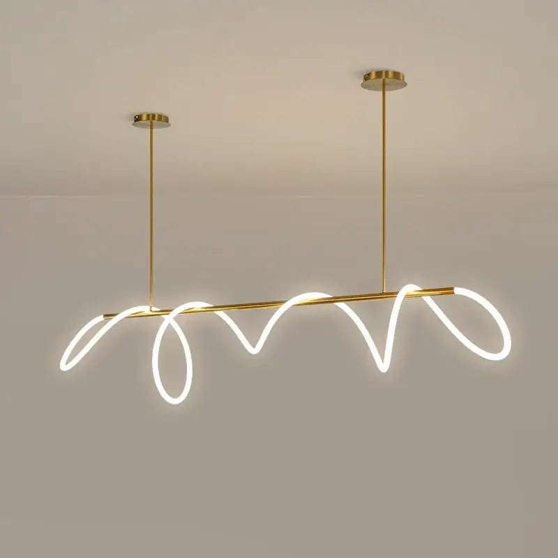 Gold Nordic Ceiling Chandelier Decorbites with glowing neon loops and dual suspension rods on Tampa Home & Garden Store