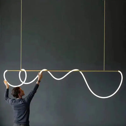 Gold Nordic Ceiling Chandelier by Decorbites; gold frame with flowing white LED loops on Tampa Home & Garden Store