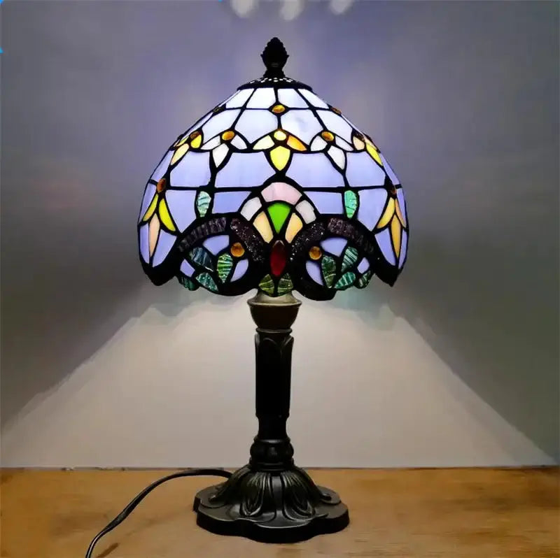 Retro Baroque Led Table Lamps With Stained Glass