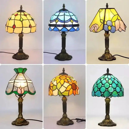 Retro Baroque Led Table Lamps With Stained Glass