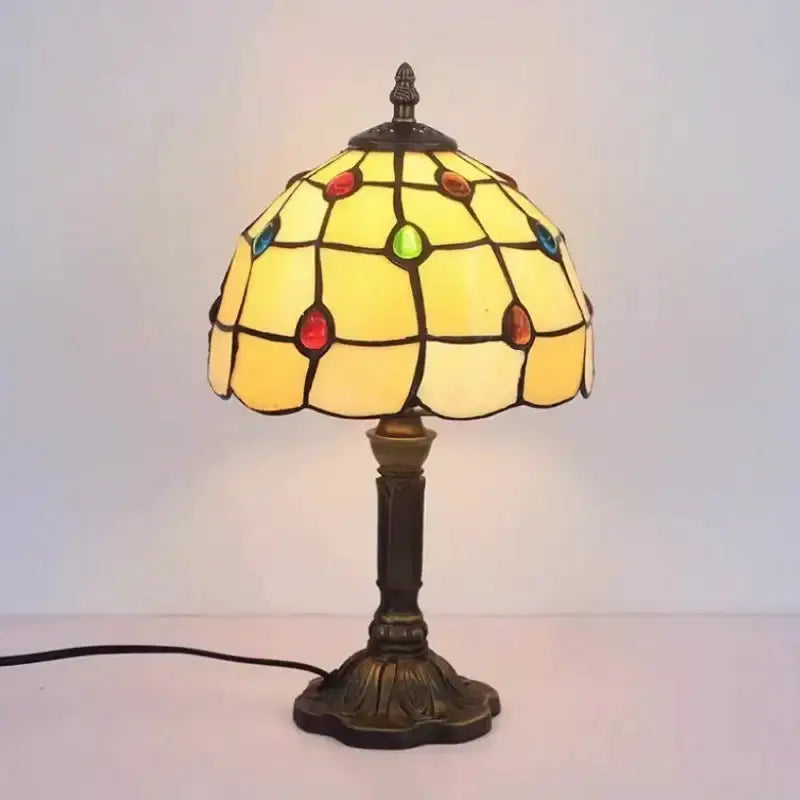 Retro Baroque Led Table Lamps With Stained Glass