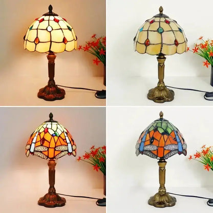 Retro Baroque Led Table Lamps With Stained Glass