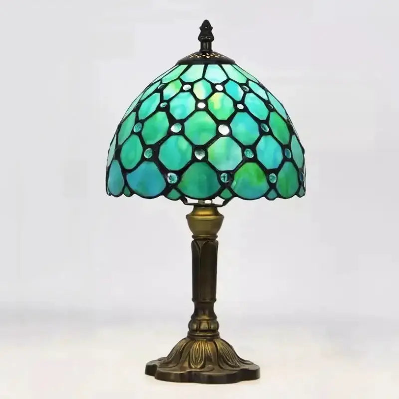 Retro Baroque Led Table Lamps With Stained Glass