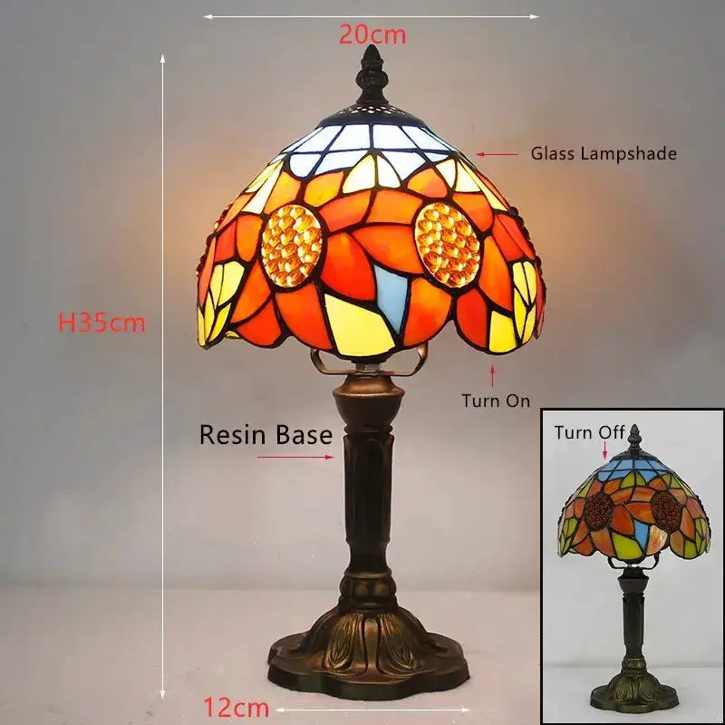 Retro Baroque Led Table Lamps With Stained Glass