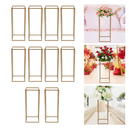Gold wedding flower stand set of 10 tall rectangular gold metal plant stands Decorbites on Tampa Home & Garden Store