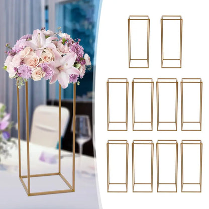 Gold wedding flower stand set by Decorbites, nine gold metal plant stands for events on Tampa Home & Garden Store