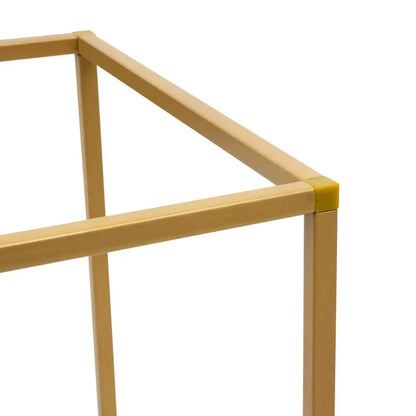 Gold wedding flower stand by Decorbites with square metal frame and yellow corner cap on Tampa Home & Garden Store