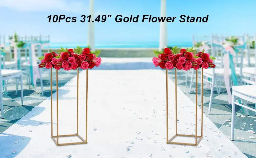 Gold Wedding Flower Stand pair, Decorbites metal plant stands for wedding aisle on Tampa Home & Garden Store