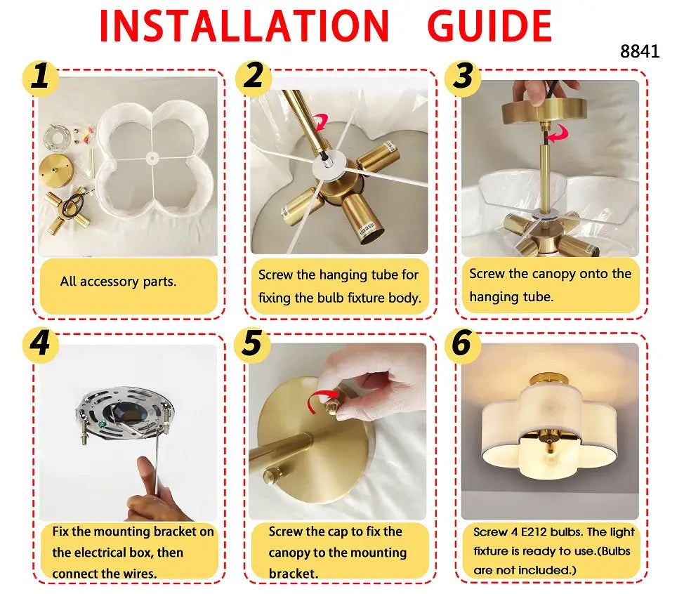 Gold 4-light flush mount ceiling fixture by Decorbites with canopy and bracket on Tampa Home & Garden Store