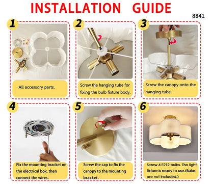 Gold 4-light flush mount ceiling fixture by Decorbites with canopy and bracket on Tampa Home & Garden Store