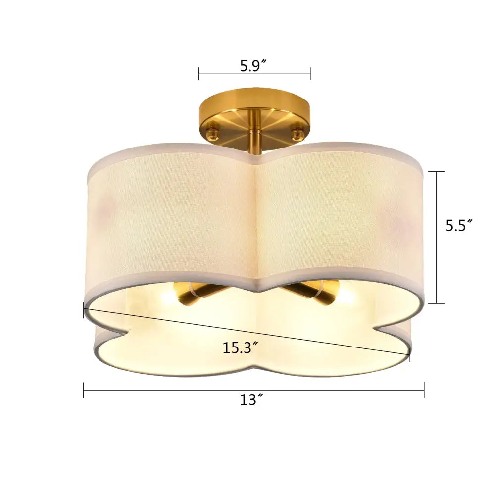 Gold 4-Light Ceiling Fixture flush mount with cream fabric shade by Decorbites on Tampa Home & Garden Store
