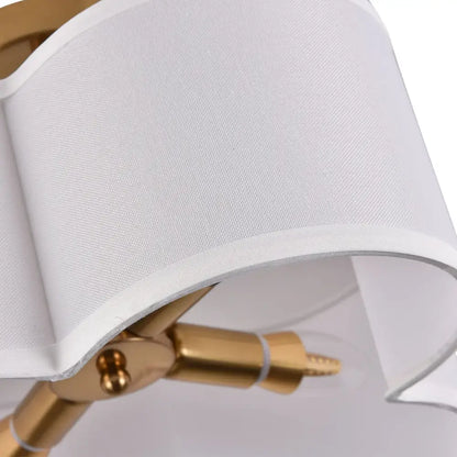 Gold 4-Light Ceiling Fixture with white fabric shade and gold arms by Decorbites on Tampa Home & Garden Store