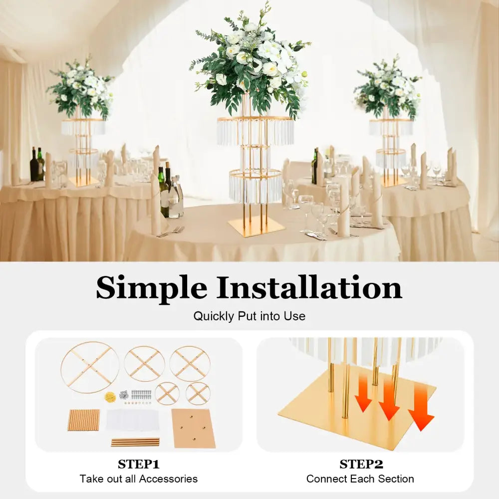 Gold acrylic flower stand set of three wedding centerpiece vases Decorbites on Tampa Home & Garden Store
