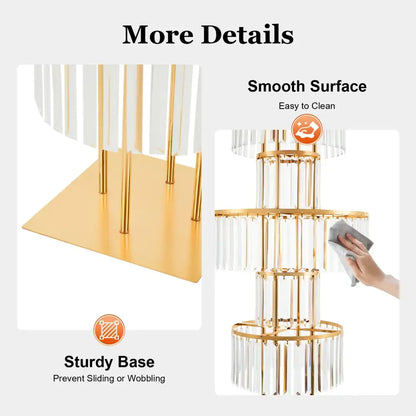 Gold acrylic flower stand by Decorbites, elegant tiered chandelier design on Tampa Home & Garden Store
