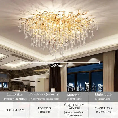 Modern Chrome Crystal Chandelier for Living Room