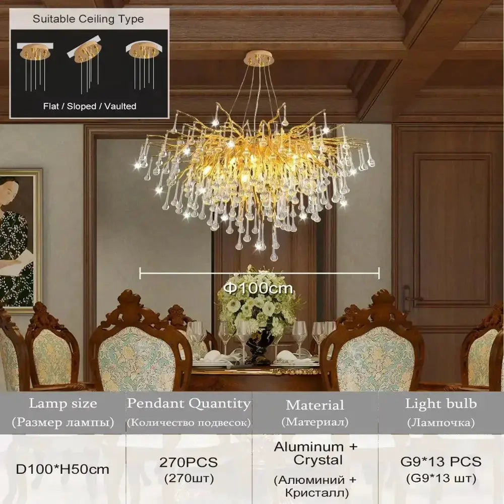 Modern Chrome Crystal Chandelier for Living Room