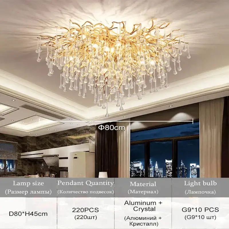 Modern Chrome Crystal Chandelier for Living Room