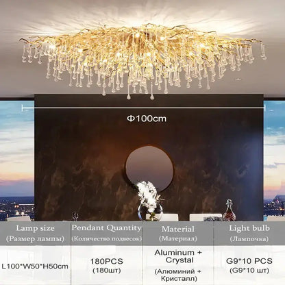 Modern Chrome Crystal Chandelier for Living Room