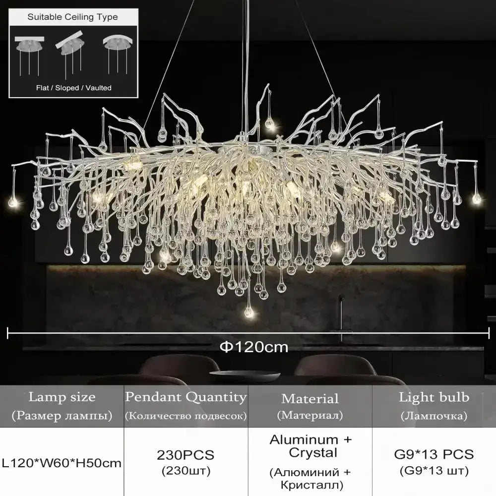 Modern Chrome Crystal Chandelier for Living Room