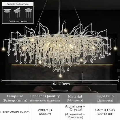 Modern Chrome Crystal Chandelier for Living Room