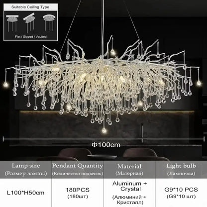 Modern Chrome Crystal Chandelier for Living Room