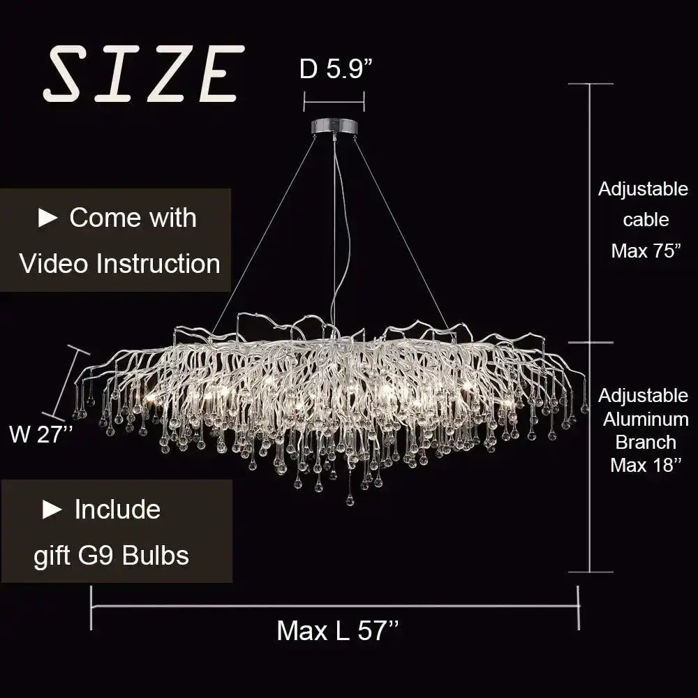 Modern Chrome Crystal Chandelier for Living Room