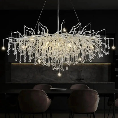 Modern Chrome Crystal Chandelier for Living Room
